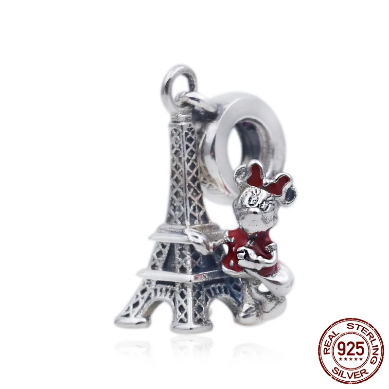 

brand 100% 925 Sterling Silver lovely mouse and Tower pendant Beads fit Original Pandora bracelet for woman diy jewelry gift