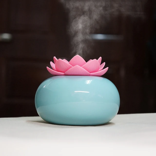 Lotus Flower Aromatherapy Ceramic Ultrasonic Aroma Humidifier Air