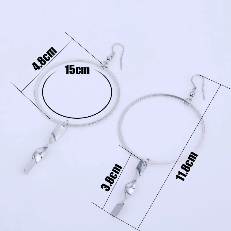Women Fashion Geometric Circle Round Dangle Earrings Gold Color and Silver Plated Metal Twisted Dangling Earrings Party Jewelry (2)