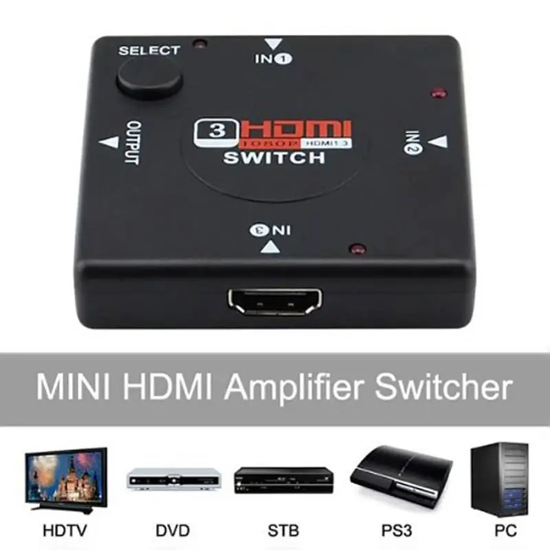 3 портовый Переключатель HDMI сплиттер порт для HDTV 1080P видео DV hdmi кабель оптом|3 port