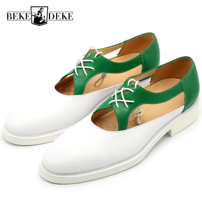 

Summer Chic Hollow Out Sandals Men Top Quality Mixed Color Breathable Genuine Leather Dress Shoes Walking Casual Mans Footwear