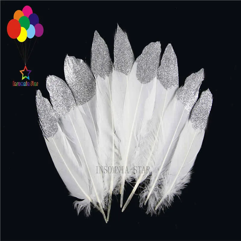Z&Q&Y natural 15 20CM goose feather 100 bleaching bottom plus silver powder DIY clothing