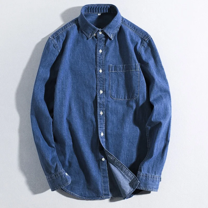Quality Denim Shirts Men Spring Soft Thin Casual Cotton Long Sleeve
