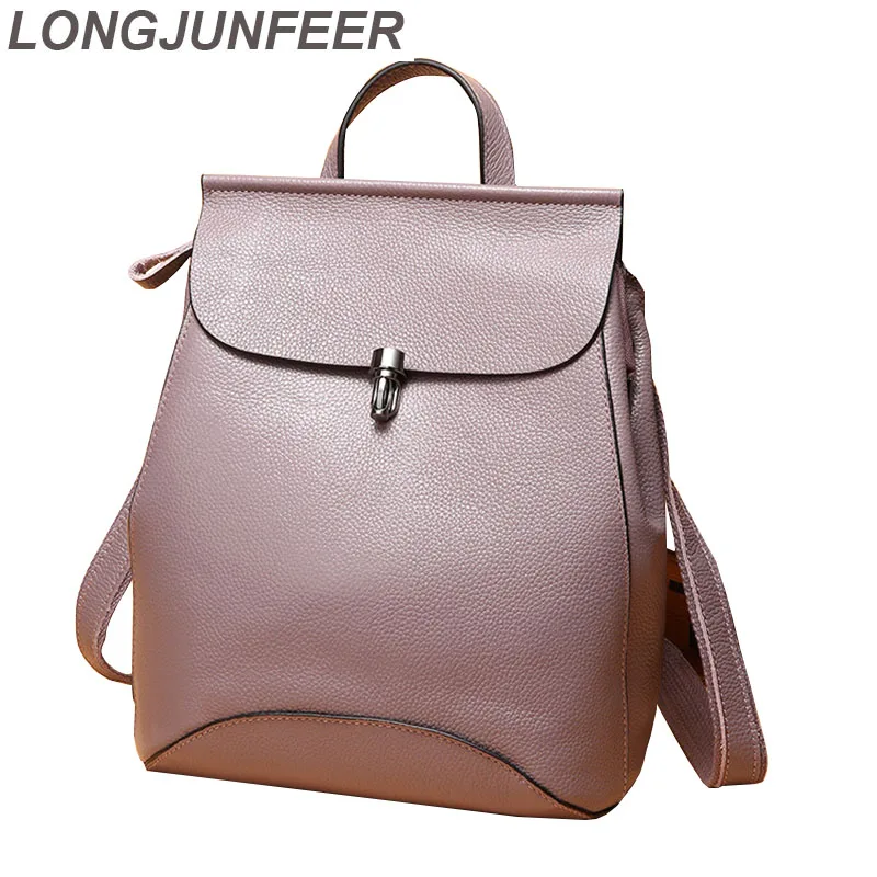 

Quality Genuine Leather Women's Backpacks Anti Theft Rucksack Ladies Travel Bags Female School Big Capacity Satchel Bag ZL015