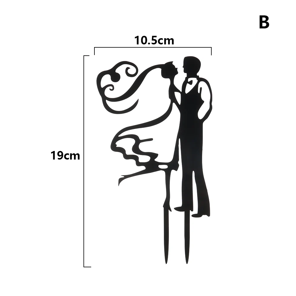 Свадебная тема акриловый торт Топпер Mr Mrs Свадебные украшения акриловые черные топперы для торта свадебные вечерние принадлежности для взрослых украшения для торта - Цвет: B