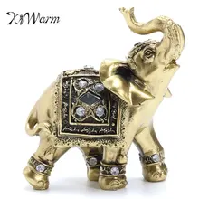 KiWarm Hot Sale Vintage Feng Shui Elegant Elephant Trunk Statue Lucky Wealth Figurine Gift and Home Decoration