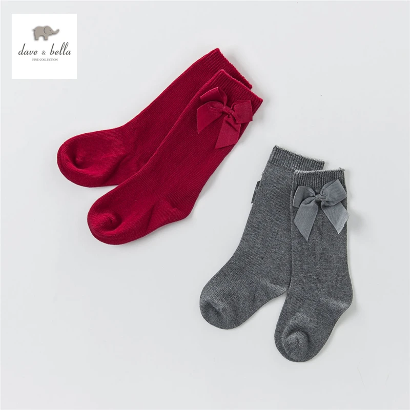 

DB4270 dave bella autumn baby girls preppy style socks girls knee high socks red grey bow socks