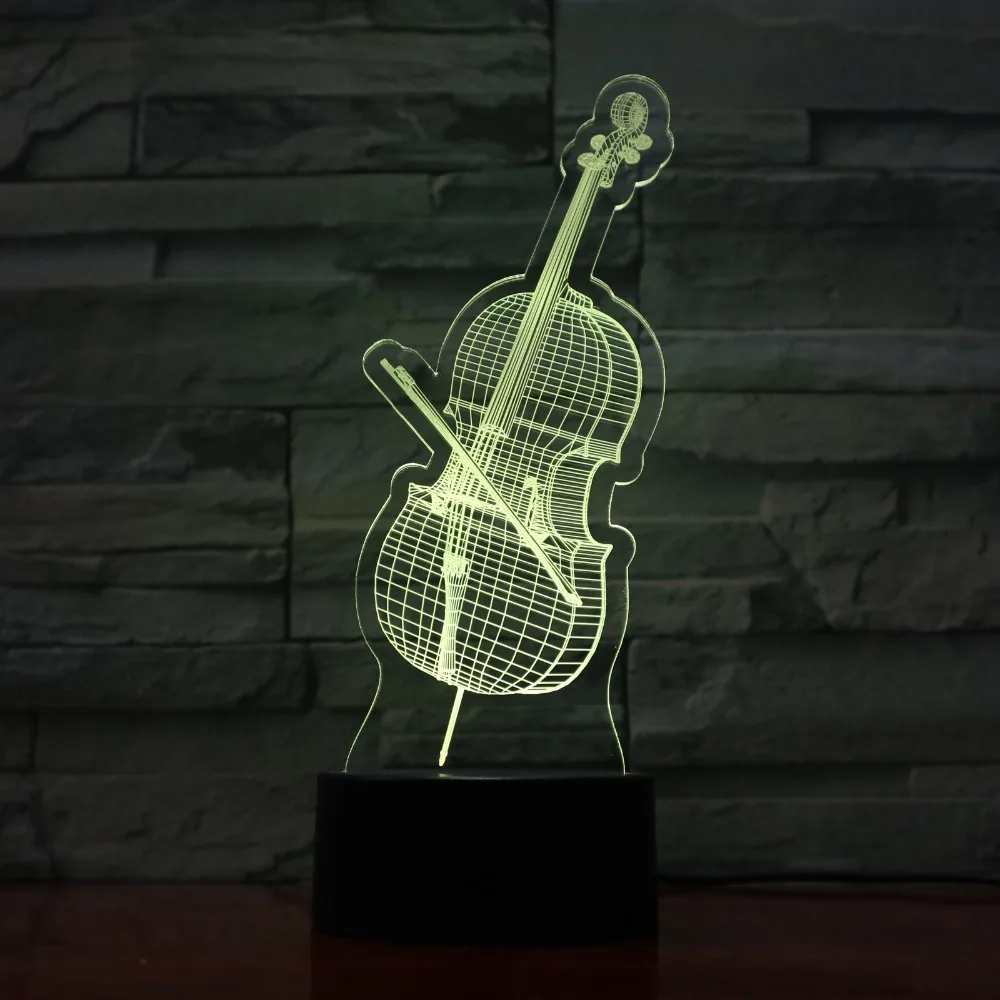 

Светодиодная лампа для музыкальной гитары, USB, 3D лампа, инструмент для скрипки, 7 цветов, сенсорный пульт дистанционного управления, светильник для спальни, атмосферсветильник, новинка, подарки GX1174