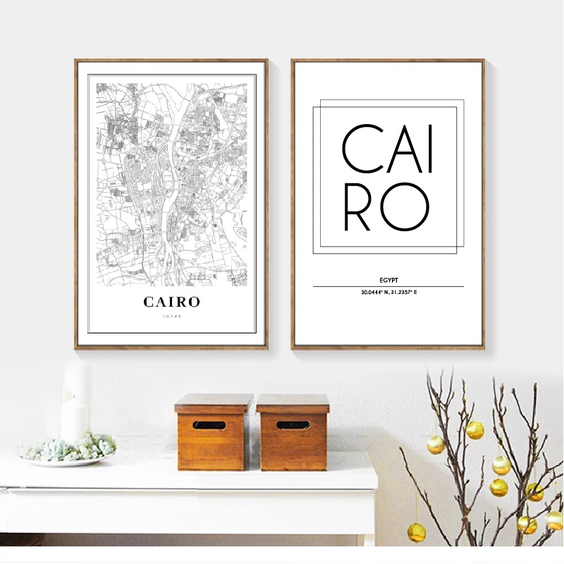 Cairo Map Print Egypt Map Art Painting Home Decor