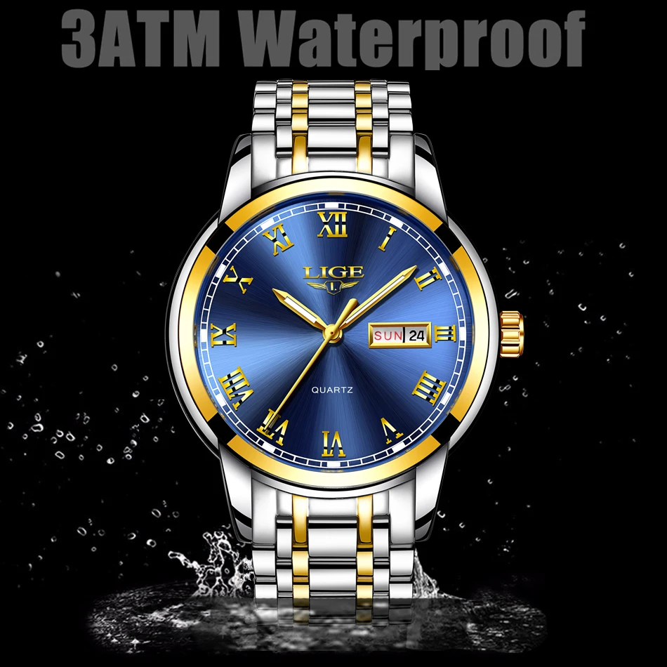 simple and beautiful Wristwatch, featuring a stainless steel and gold strap for men. 