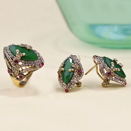 Buy Emerald Indian Jewelry Sets Luxury Costume Bijoux