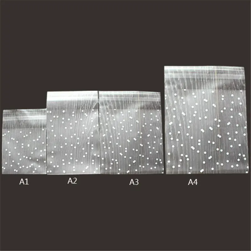 100 шт./лот Пластиковый Прозрачный Целлофан в горошек конфеты Подарочный мешок для печенья с DIY самостоятельно клейкий мешочек Свадьба День Рождения Вечеринка - Цвет: see pictures