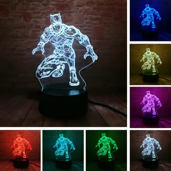 

Marvel Movie Superhero Black Panther Action Figure 3D Table Lamp LED Night Lights Child Sleeping Decor Lamp Holiday Xmas Gifts