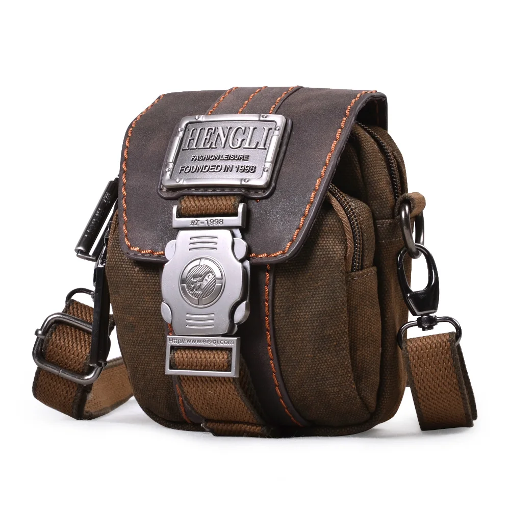 

2019 FREE SHIPPING male multifunctional shoulder messenger bag small waist pack canvas bag casual man vintage preppy style bag