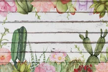 Laeacco Old Wooden Boards Cactus Flowers Pattern Baby Photography Backgrounds Customized Photographic Backdrops For Photo Studio