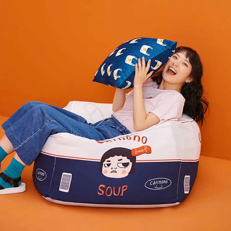 

Lazy Tatami Single Personality Bean Bag Sofa Ceative Bedroom Living Room Fabric Washable Recliner Sofa Chair Filled And Unfilled