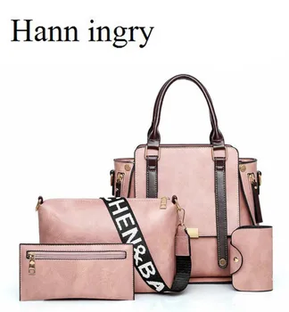 

HANN INGRY Lady International Mainstream PU Handbag 4CP/S Fashion Inclined Shoulder Bag Printing Droplet Lock Tassels Bag H242D