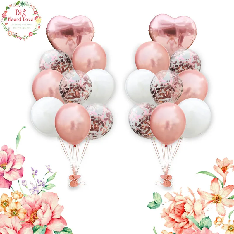 

18pcs/lot 12inch Rose Red Gold Black Latex Balloons 18inch Heart Aluminum Foil Balloons Wedding Favors Balloons Party Decoration