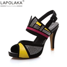 

LAPOLAKA New Brand Cow Genuine Leather Women Shoes Buckle Strap Patchwork Colorful Summer Sandals Woman Shoes