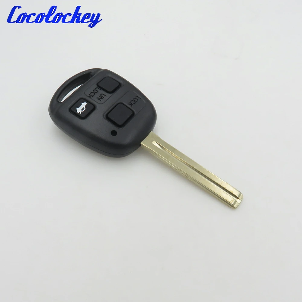 

Cocolockey Remote Key Shell Fit for TOYOTA 3 Button Length 46mm Uncut Key Fob Blade + Key Pad No Logo