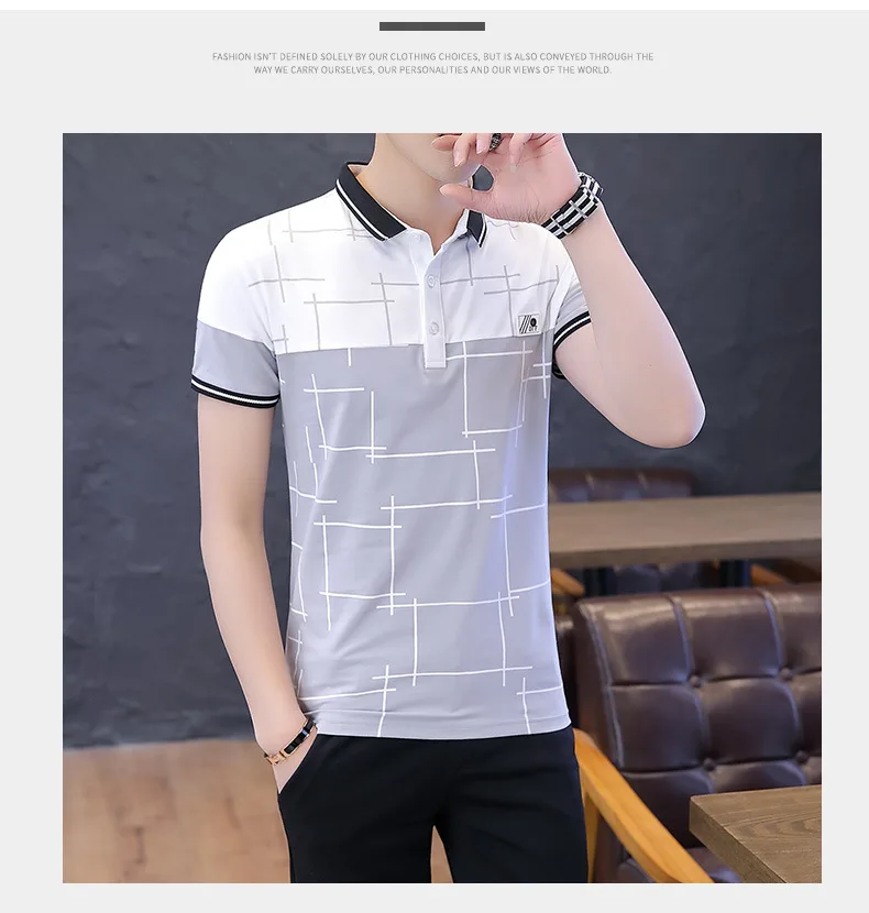Полосатые хлопковые рубашки поло летние топы с коротким рукавом контрастный цвет Homme мягкий материал Классический дизайн высококачественная ткань