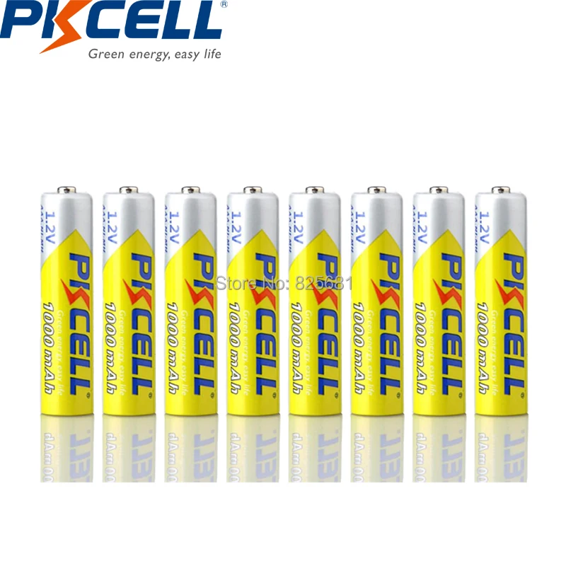 8Pcs PKCELL NIMH Battery AAA 1000mAh 1.2v Rechargeable Batteries nimh