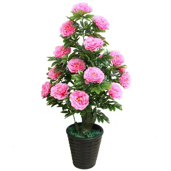 

artificial Plant 140cm Large Ground Peony Flowers Potted Fake Flowers Indoor artificial Tree Decoration Greenery Planting