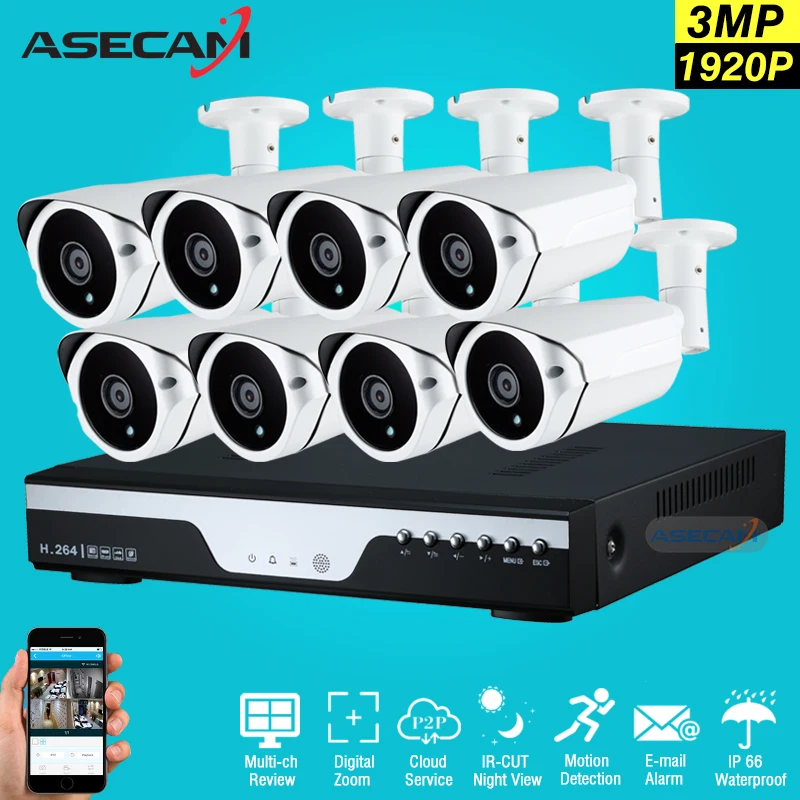 bilder für Neue Super Full HD 8CH 3MP Outdoor Videoüberwachung System Kit 8 Kanal Array Cctv-kamera System 1920 P Überwachungskamera System bilder für Neue Super Full HD 8CH 3MP Outdoor Videoüberwachung System Kit 8 Kanal Array Cctv-kamera System 1920 P Überwachungskamera System