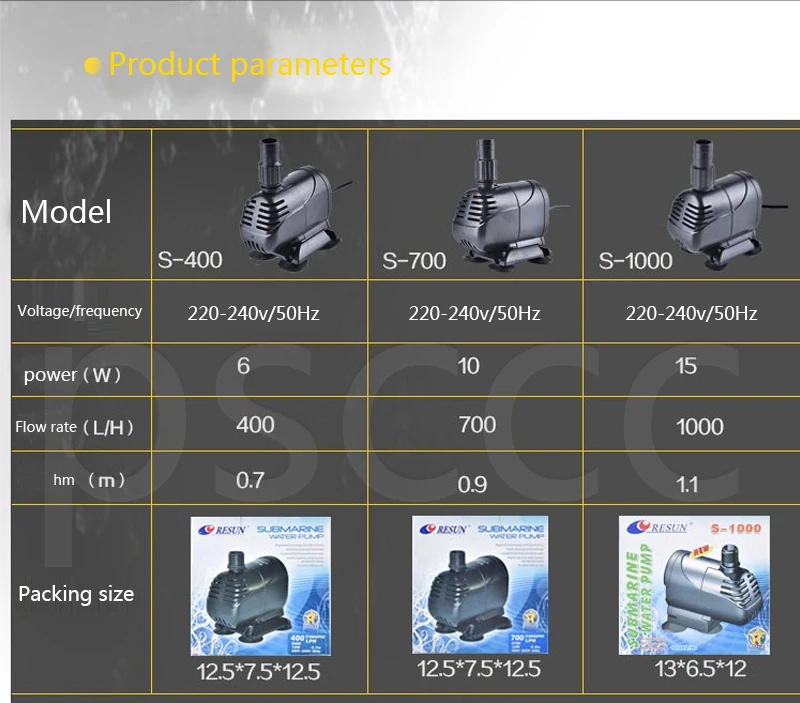 RESUN S 400 700 1000 1500 2000 3000 4500 70000 10000 водяной насос S400 S700 S1000 S1500 S2000 S30000 аквариума садовый водный насос