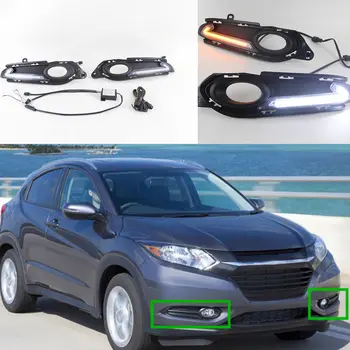 

2* White+Yellow LED Daytime Running Light DRL for HONDA HR-V HRV VEZEL 2015-16