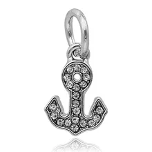 2017 Autumn 1PC Silver Charm crystal anchor Dangle Bead Fit Original Pandora Charms Bead Bracelet DIY Jewelry Making Berloque