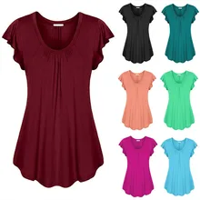 S-6XL, повседневные женские футболки, летние топы, v-образный вырез, Бабочка, короткий рукав, одноцветные женские футболки размера плюс, модная женская одежда