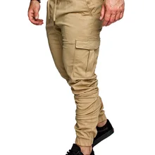 Бренд Для мужчин Штаны с карманами в стиле хип-хоп шаровары, штаны для бега Штаны мужской мужские брюки для бега однотонные брюки больших Размеры M-3XL