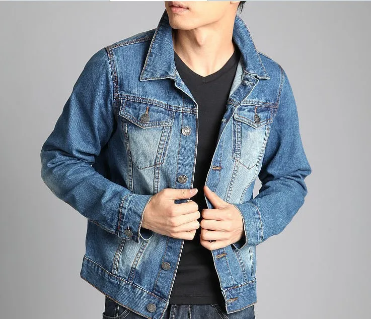 So Cheap Mens Blue Jean Jacket Wholesale Men Denim Clothing Jackets Fashion Wild Men Washed ...