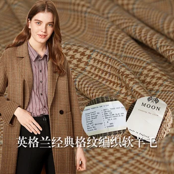 

18 Autumn&Winter New Houndstooth 100% Wool Fabric For Women Dress Coat 150cm Yarn Dyed Soft Fashion cloth For DIY Sewing SALE