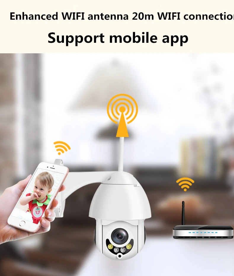 Беспроводная мини камера видеонаблюдения 1080P Wi Fi IP двусторонняя аудиосвязь 5x