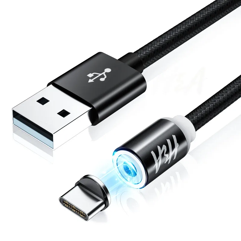 Магнитный кабель Micro usb type C адаптер для быстрой зарядки телефона Microusb type-C магнитное зарядное устройство usb c для iphone samsung xiaomi - Цвет: Black 1m for Type C