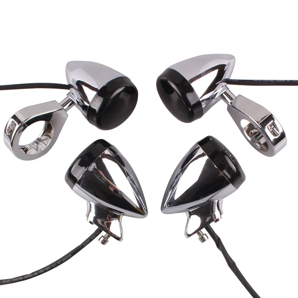 4X LED Turn Signal Light Front Rear 41mm Fork Clamp Mount Amber Lamp