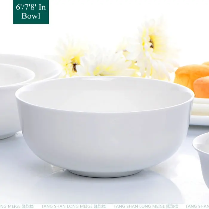 Deep Soup Bowls 5/6/7 Inch Ceramic Porcelain Bowl Whiteporcelain