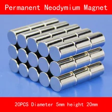 20PCS cylinder mini Magnet diameter 5*20MM n35 Rare Earth strong NdFeB permanent Neodymium Magnet n30uh ndfeb arc segment or86 15xir80 8xw26 8xl60 mm moto magnet for generators wind turbine neodymium permanent rotor magnet
