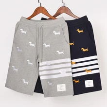 Модные брендовые мужские шорты кэжуал, женские летние хлопковые повседневные спортивные брюки с вышивкой щенка, мужские спортивные штаны