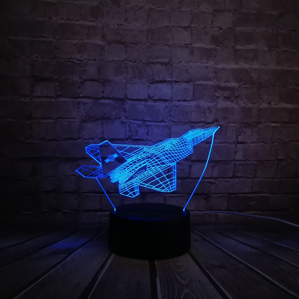3D реактивный самолет Warplane модель крутой RC игрушка креативный ночник сенсорный светодиодный иллюзионный Настольный прикроватный столик лампа Декор детские игрушки