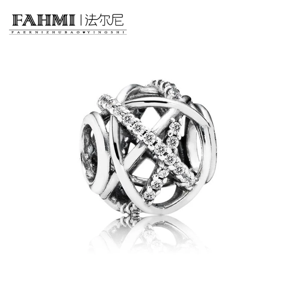 

FAHMI 100% 925 Sterling Silver 1:1 Authentic Openwork abstract silver charm with cubic zirconia Bracelet Original Women 791388CZ