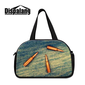 

Dispalang Cool Denim Print Canvas Mens Travel Luggage Bag Large Capacity Long Strap Travel Bag Tote Bullet Weekend Overnight Bag