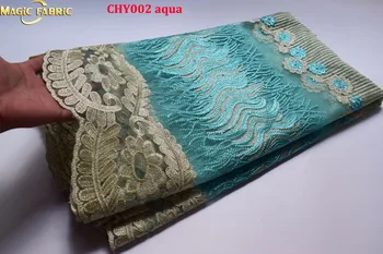 

Latest Design African Lace 2017 French Tulle Lace With Beads Nigerian Embroidered French Lace Fabric For Wedding CHY002