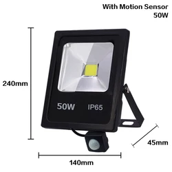 Waterproof IP65 Motion Sensor LED Floodlight - Outdoor Reflector Lamp - Warm White (Motion sensor 50w)