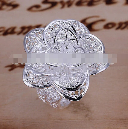 ZCD ring 320+++ANNEAU BAGUE REGLABLE EN PLAQUE ARGENT FLEUR ROSE NEUF | Украшения и аксессуары