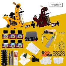 Профессиональный набор для татуировок 6 цветов тату чернила наборы 2 набор приборов черный блок питания, ИГЛЫ Перманентный макияж набор