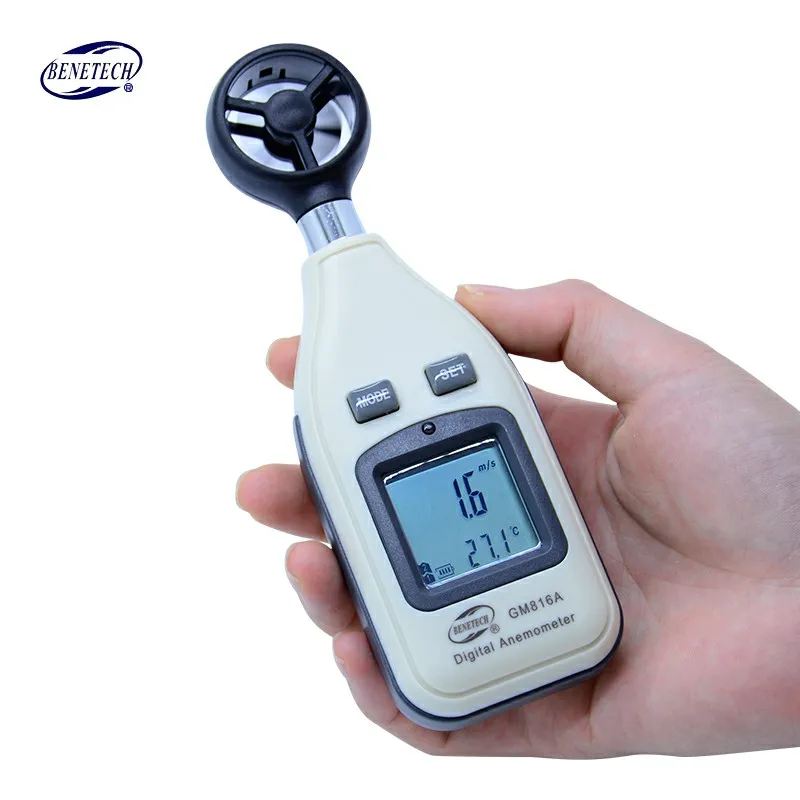 

Digital Wind speed anemometer 30m/s (65MPH) LCD Handheld Anemometer wind Thermometer Gauge Meter Measuring instrument GM816A