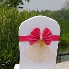 10 шт. Чехол для стула с бантиком, пояс для стула из пряжи, тюль для свадебных мероприятий и вечерние, банкетов, рождественских украшений